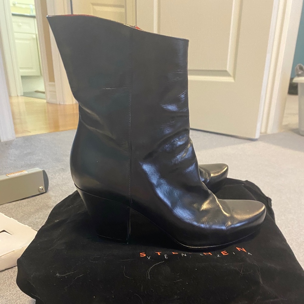 Black leather boots